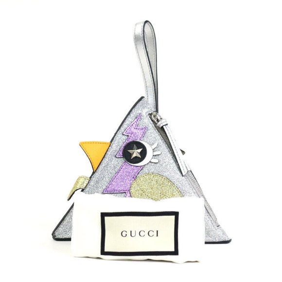 Auth GUCCI Hen Motif Handbag Silver Leather - - Picture 9 of 16